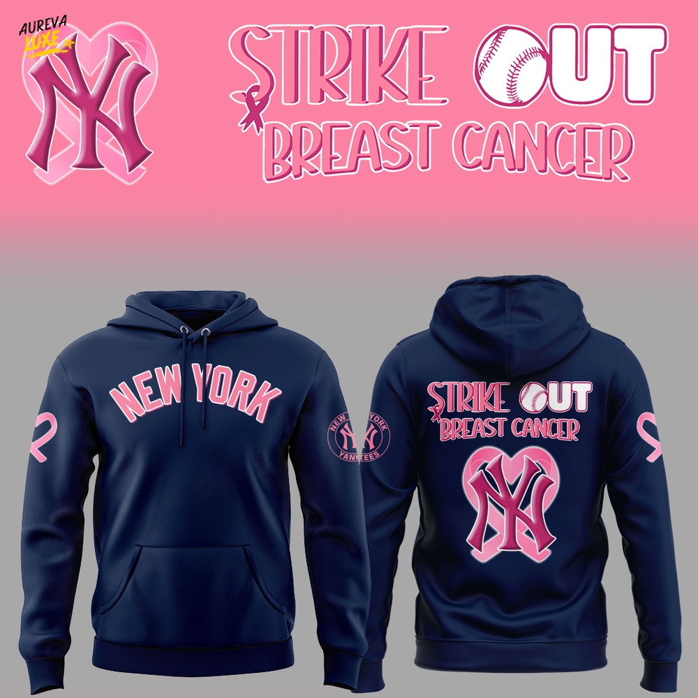 New York Yankees x Strike Out Cancer Special Hoodie - Blue New York Yankees x Strike Out Cancer Special Hoodie - Blue