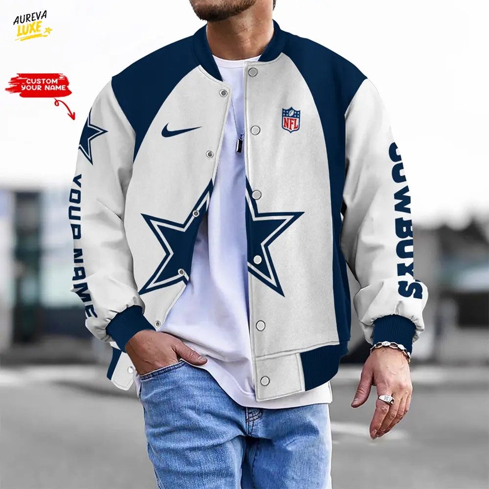 Nfl Dallas Cowboys Bomber Jacket Button Down Baseball Varsity Nfl Dallas Cowboys Bomber Jacket Button Down Baseball Varsity