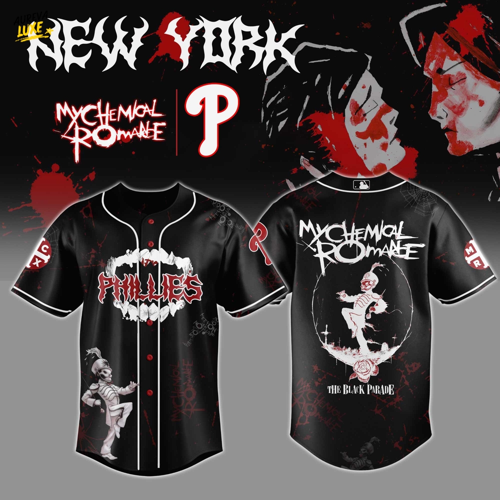 Philadelphia Phillies x My Chemical Romance "Long Live The Black Parade" Tour Special Baseball Jersey Philadelphia Phillies x My Chemical Romance "Long Live The Black Parade" Tour Special Baseball Jersey