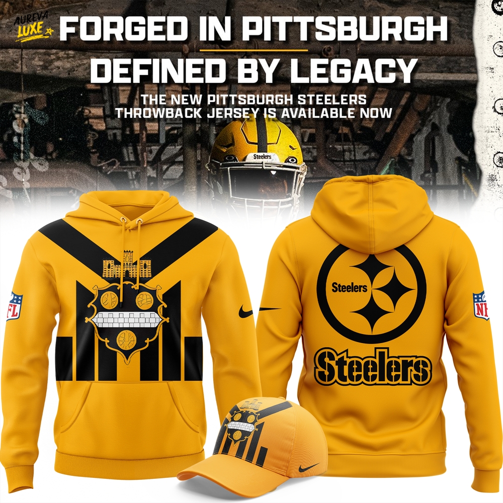 Pittsburgh Steelers Gold Alternate 1933 Throwback Game Hoodie, Cap Pittsburgh Steelers Gold Alternate 1933 Throwback Game Hoodie, Cap