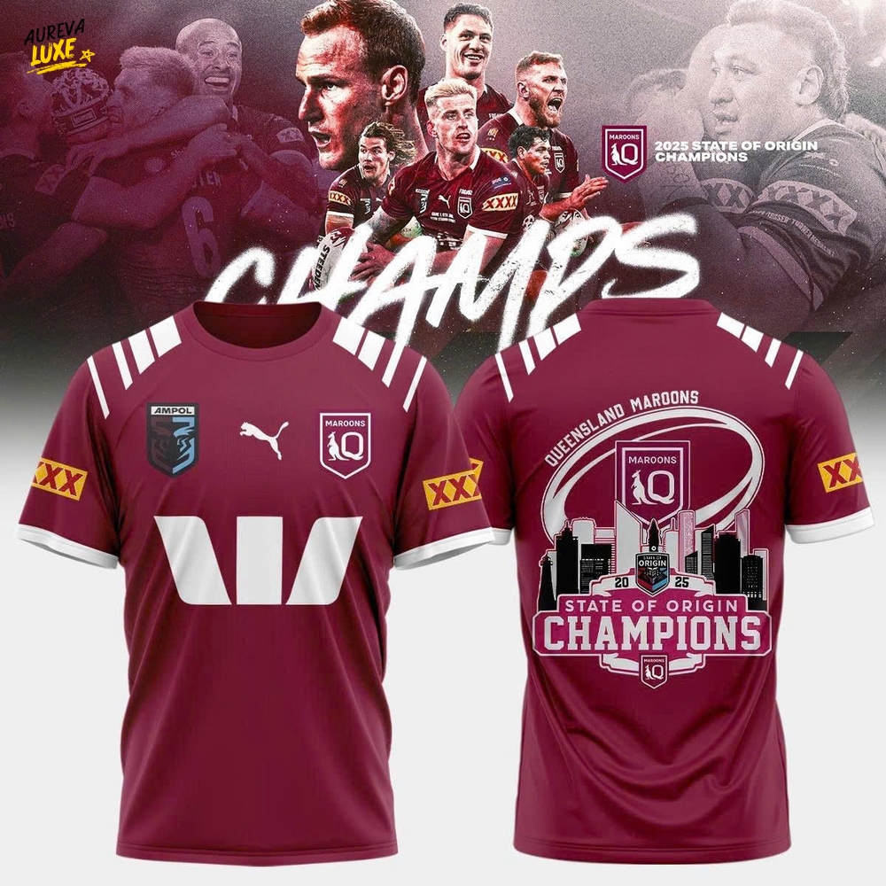 Queensland Maroons 2025 Champions T-Shirt Queensland Maroons 2025 Champions T-Shirt