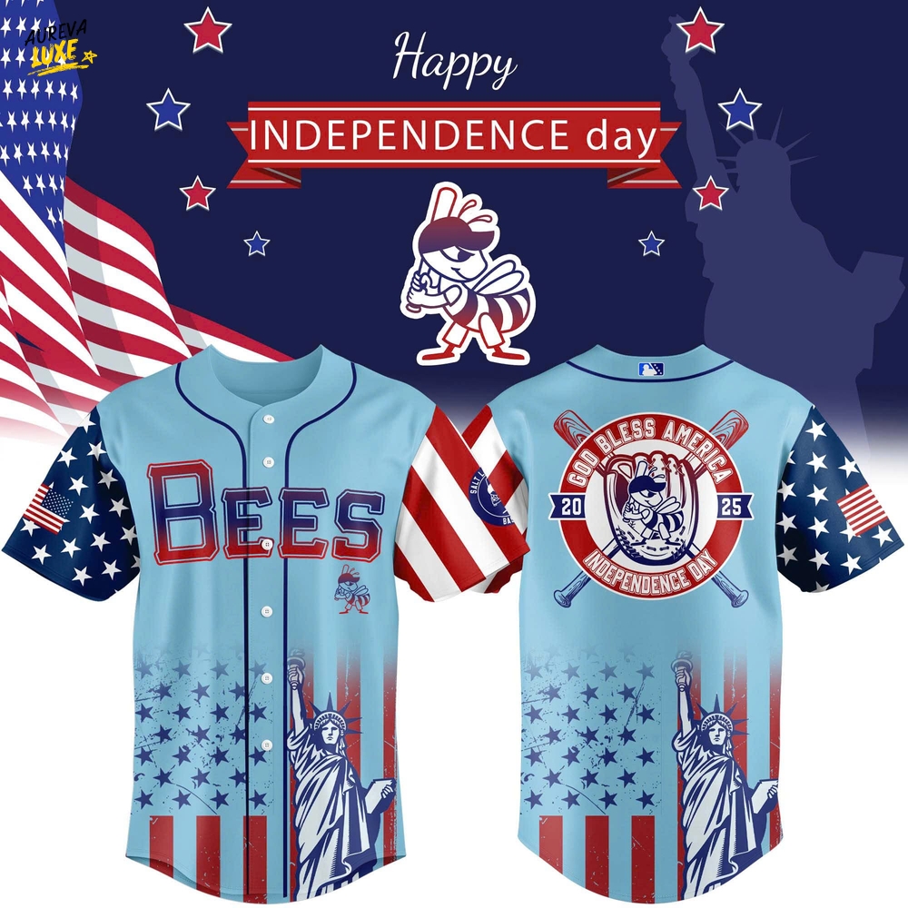 Salt Lake Bees MiLB Happy Independence Day Baseball Jersey Salt Lake Bees MiLB Happy Independence Day Baseball Jersey