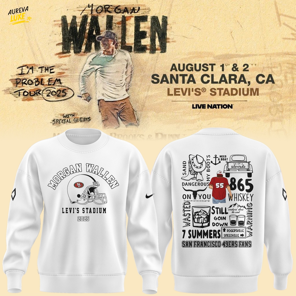 San Francisco 49ers NFL x Morgan Wallen White Sweatshirt San Francisco 49ers NFL x Morgan Wallen White Sweatshirt