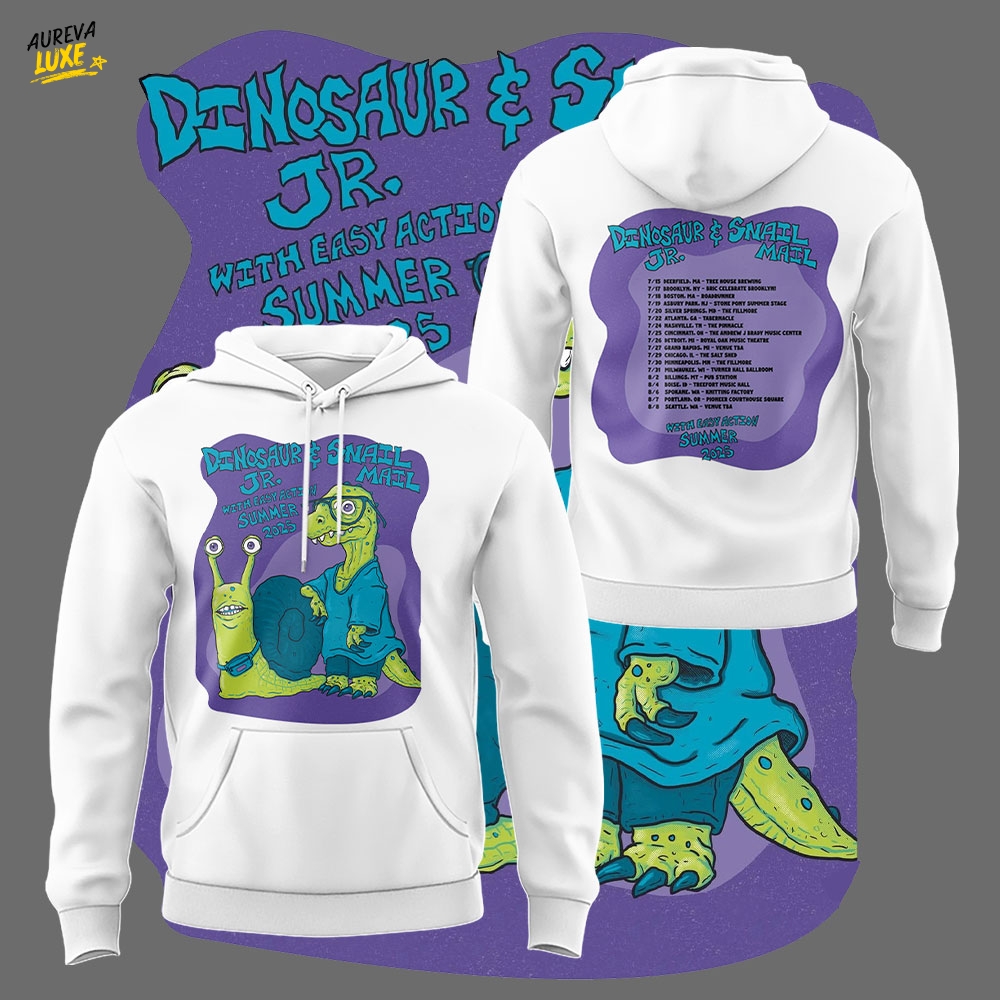 Snail Mail x Dinosaur Jr Tour 2025 Special Hoodie - White Snail Mail x Dinosaur Jr Tour 2025 Special Hoodie - White