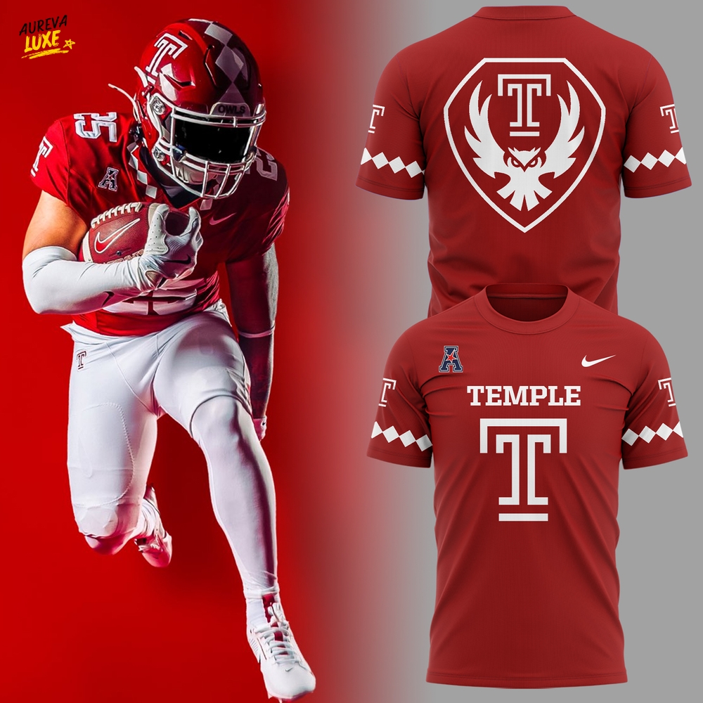 Temple Owls 2025 Limited Edition Red Tee Temple Owls 2025 Limited Edition Red Tee