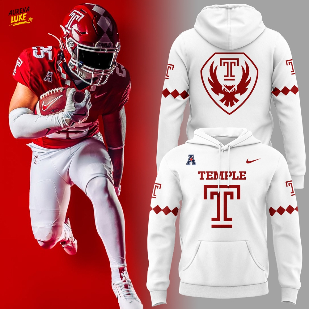 Temple Owls 2025 Limited Edition White Hoodie Temple Owls 2025 Limited Edition White Hoodie