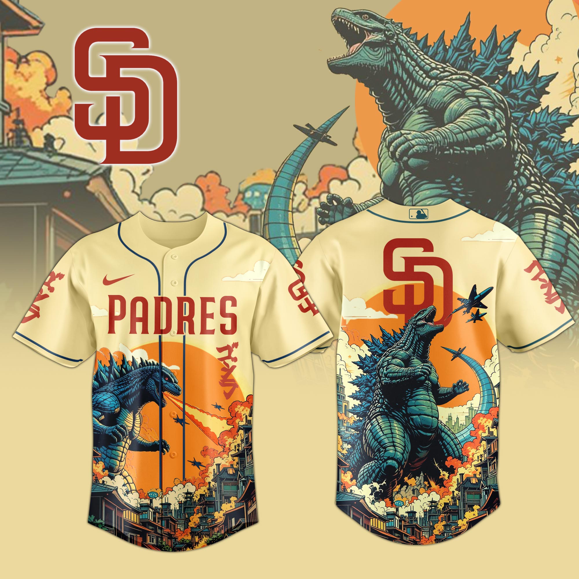 San Diego Padres Special Godzilla Limited Edition Jersey San Diego Padres Special Godzilla Limited Edition Jersey
