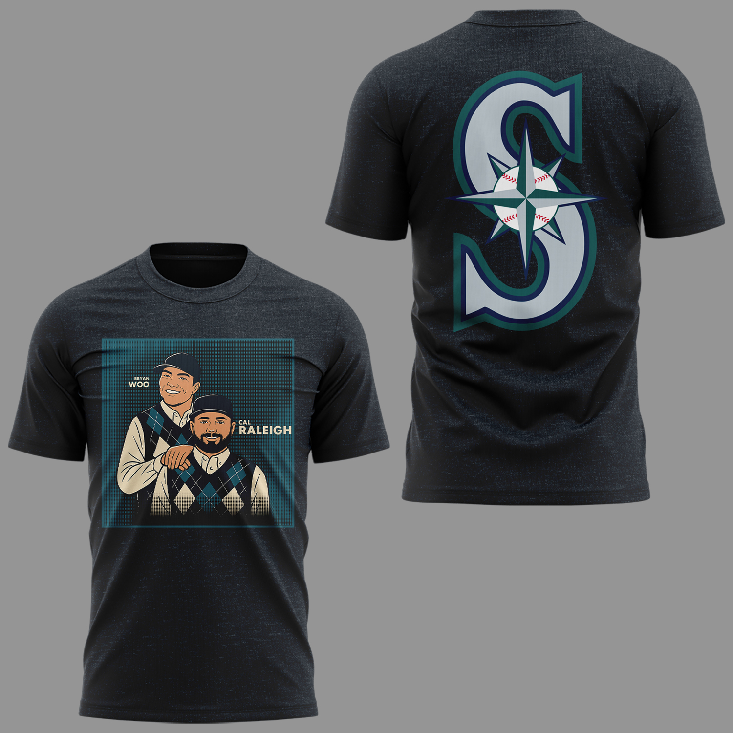 Seattle Mariners Bryan Wo & Cal Raleigh T-shirt Seattle Mariners Bryan Wo & Cal Raleigh T-shirt