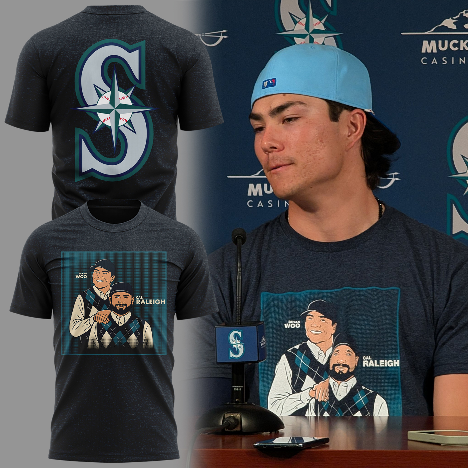 Seattle Mariners Bryan Wo & Cal Raleigh T-shirt Seattle Mariners Bryan Wo & Cal Raleigh T-shirt
