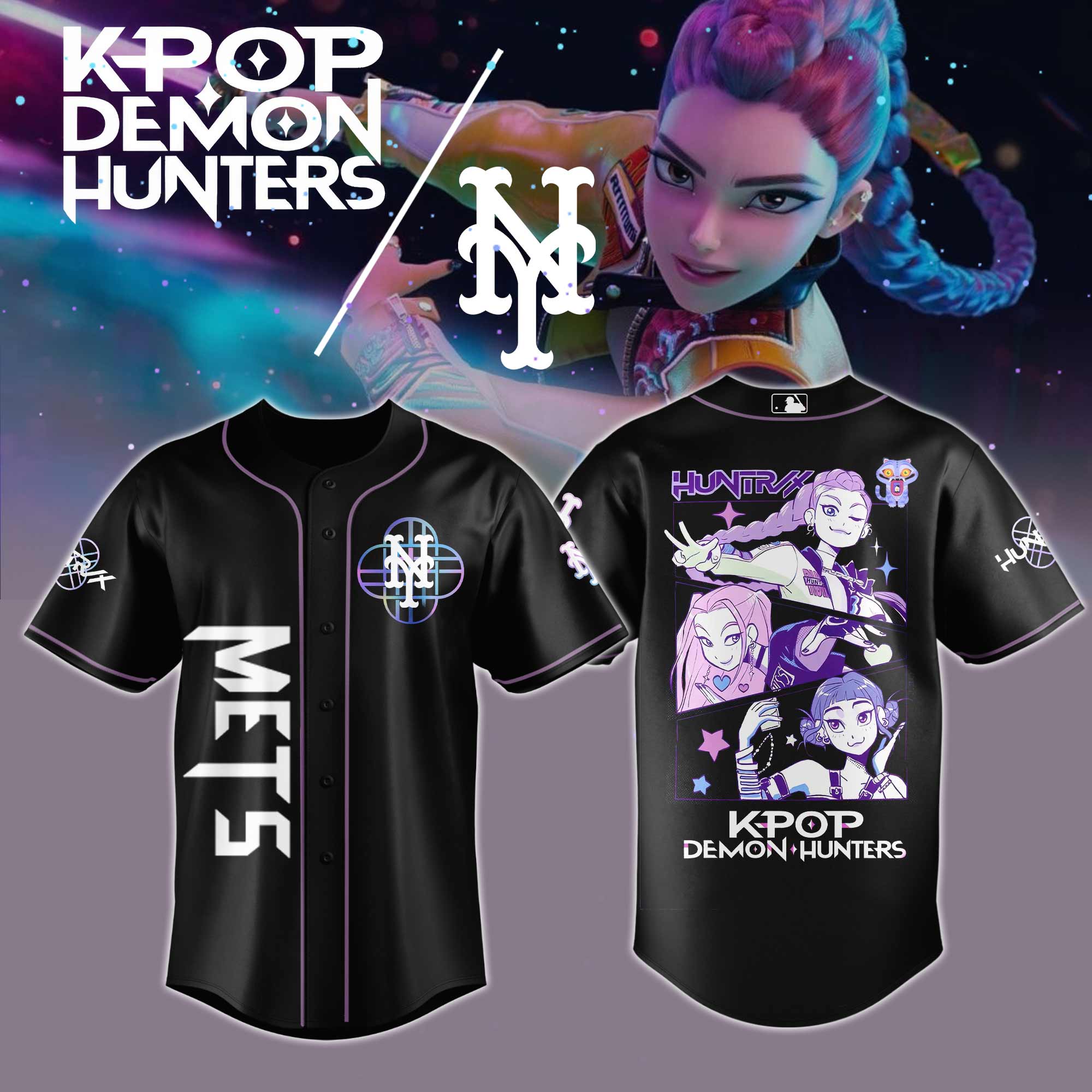 New York Mets MLB x KPop Demon Hunters 2025 Jersey New York Mets MLB x KPop Demon Hunters 2025 Jersey