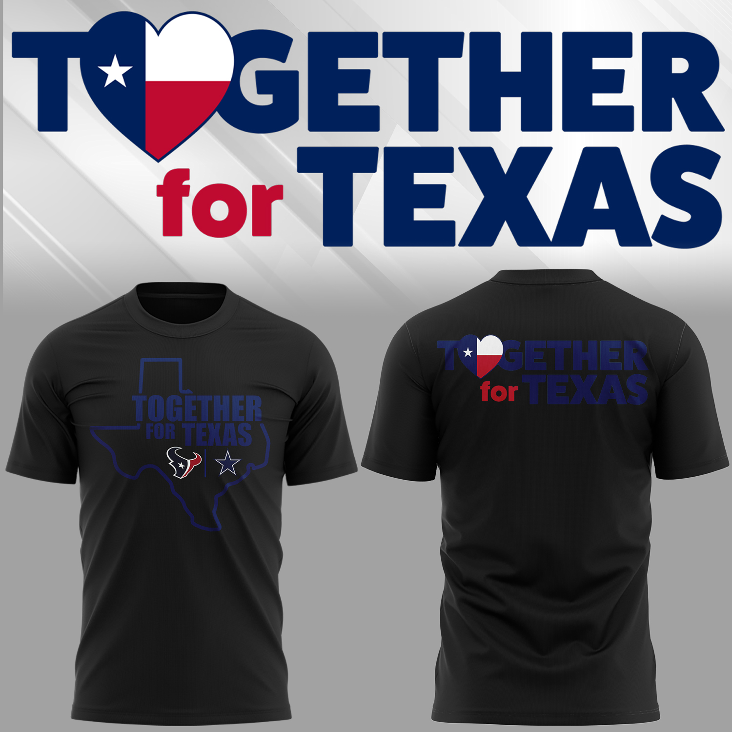 Houston Texans x Dallas Cowboys Together for Texas Shirt - Black Houston Texans x Dallas Cowboys Together for Texas Shirt - Black