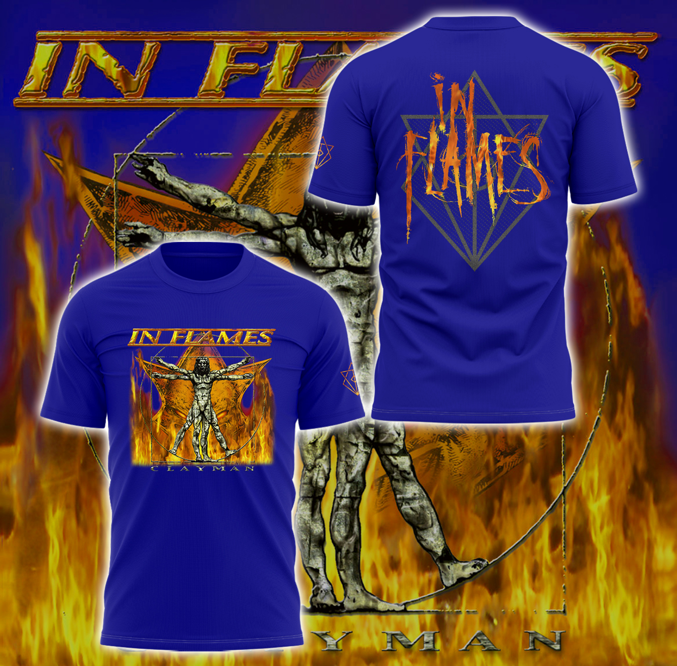 In Flames Happy 25th Birthday to Clayman Special Blue Tee In Flames Happy 25th Birthday to Clayman Special Blue Tee