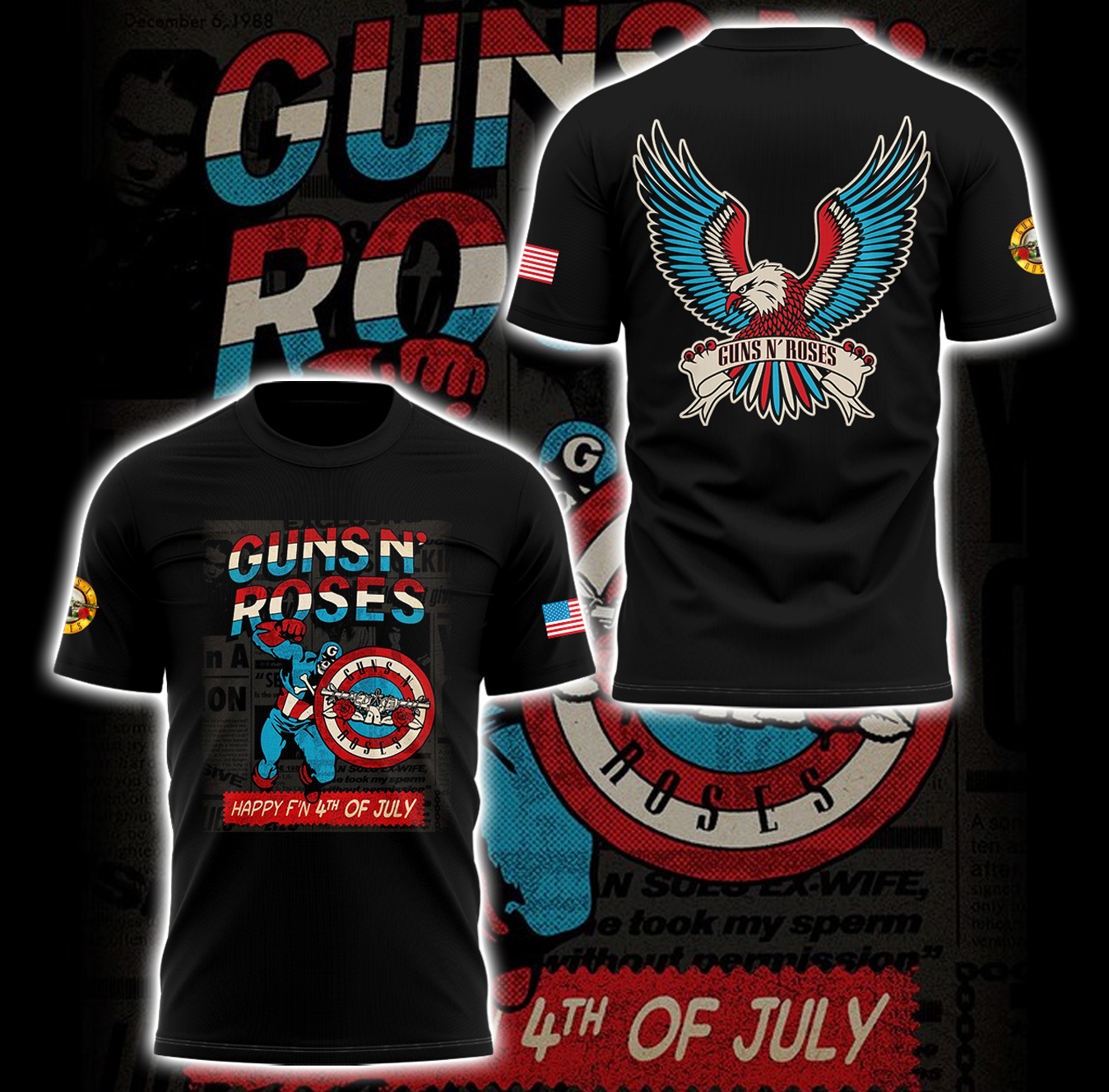 Guns N' Roses World Tour 2025 the Fourth of July Special Tee Guns N' Roses World Tour 2025 the Fourth of July Special Tee