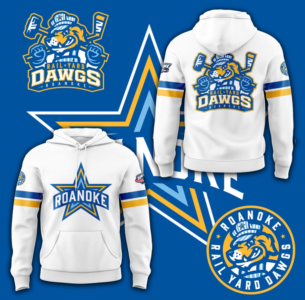Roanoke Rail Yard Dawgs SPHL White Hoodie