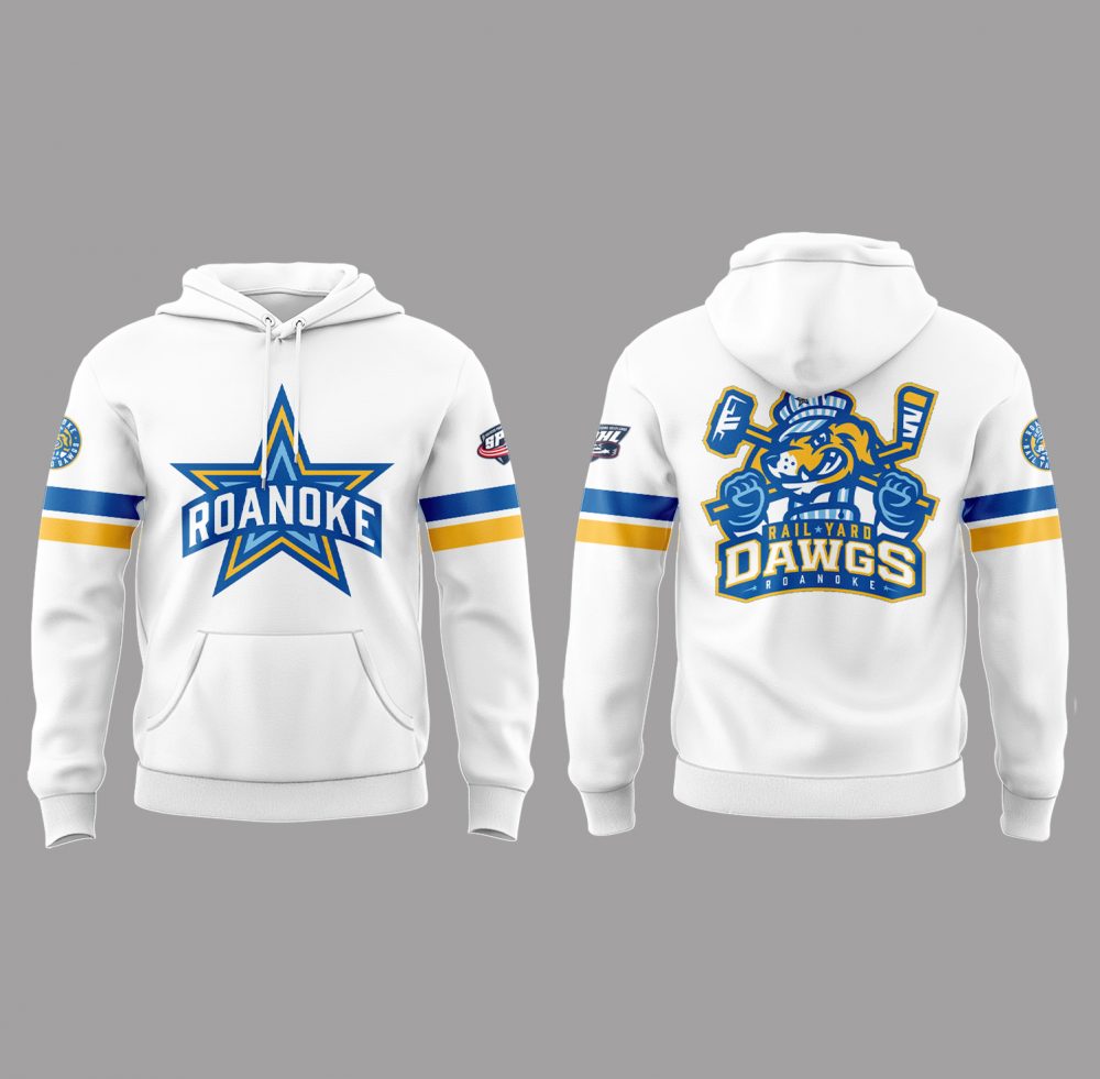 Roanoke Rail Yard Dawgs SPHL White Hoodie - Image 2
