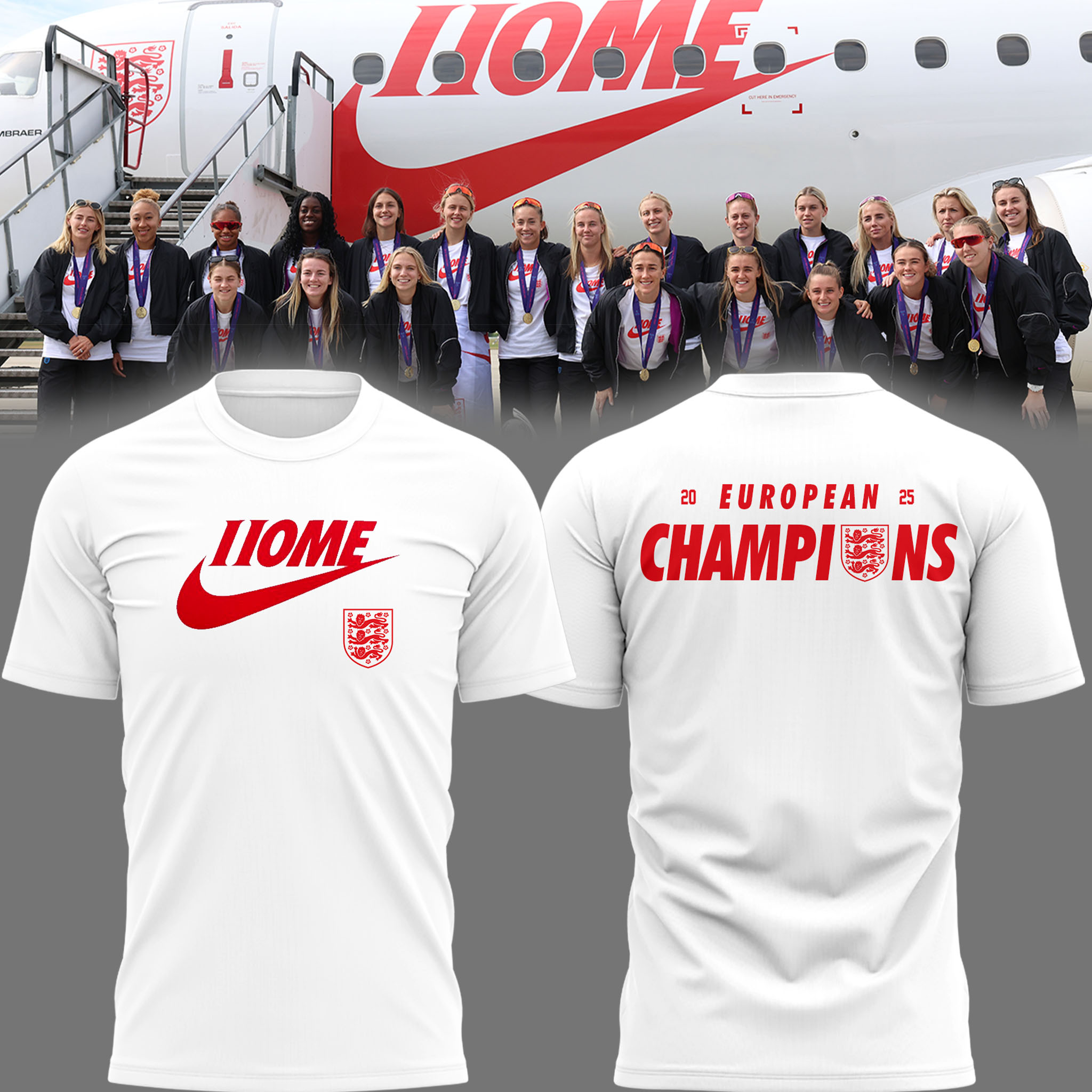 England Soccer Home Lionesses 2025 European Champions Shirt England Soccer Home Lionesses 2025 European Champions Shirt
