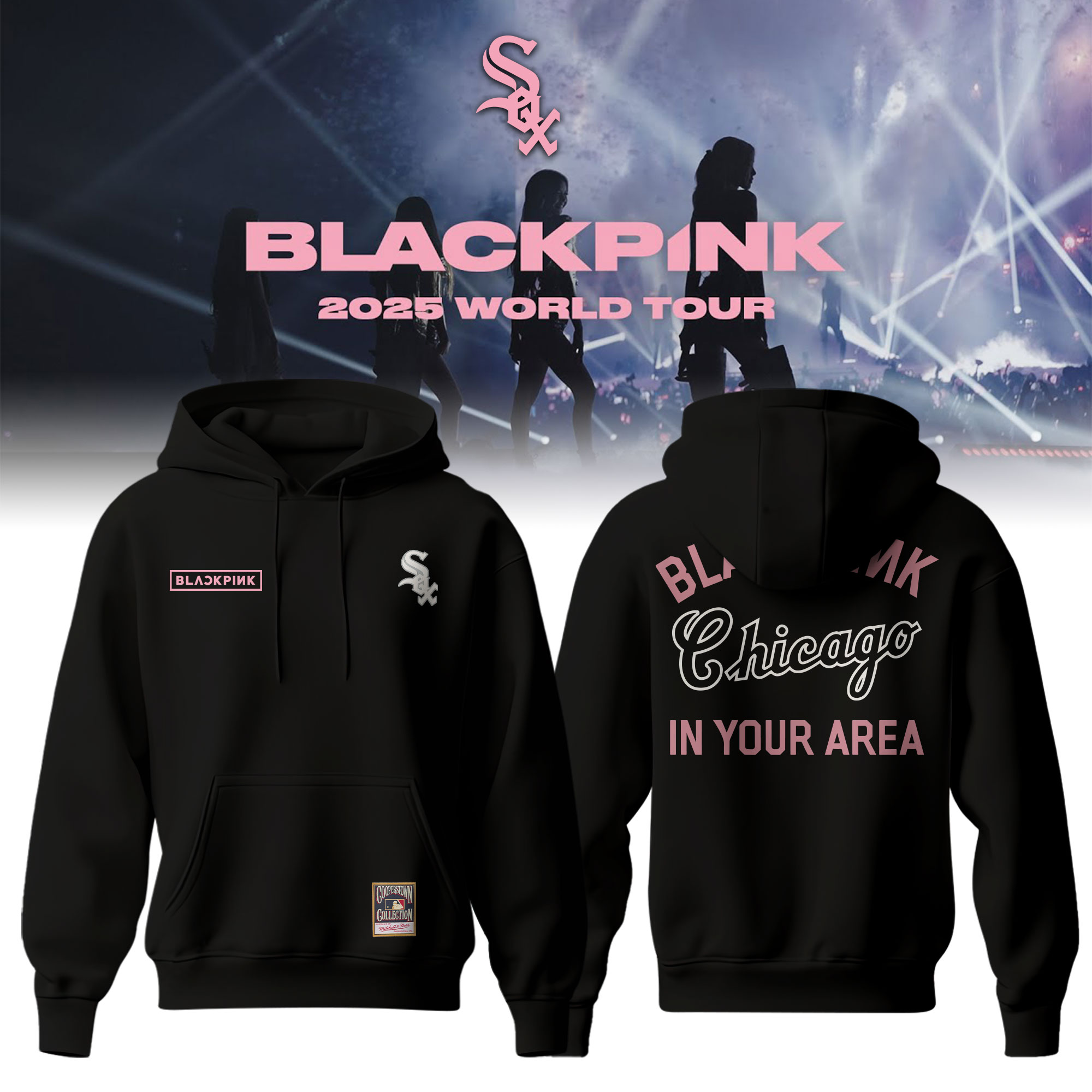 Chicago White Sox x Blackpink 2025 World Tour Hoodie - Black Chicago White Sox x Blackpink 2025 World Tour Hoodie - Black