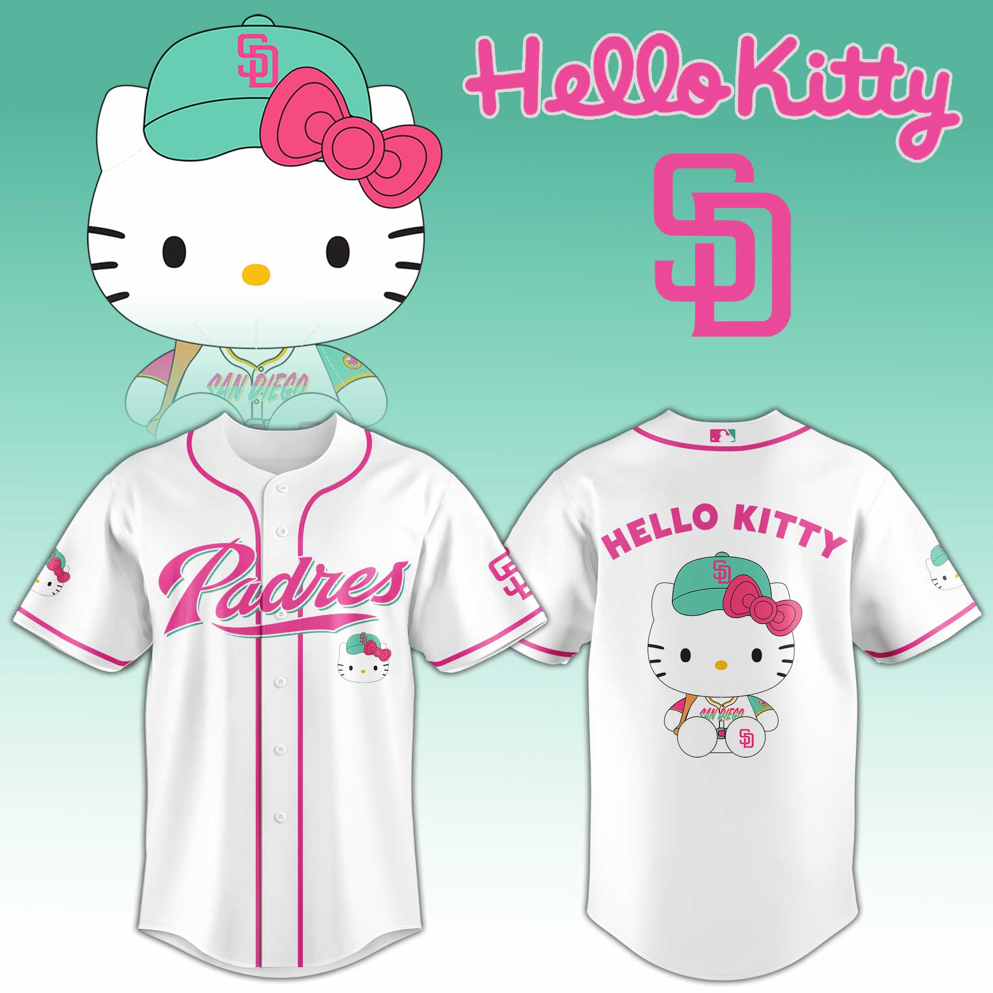 San Diego Padres x Hello Kitty Game Night Baseball Jersey San Diego Padres x Hello Kitty Game Night Baseball Jersey