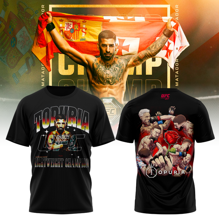 Ilia Topuria UFC 317 #AndNew World Men's Lightweight Champion Winner T-Shirt Ilia Topuria UFC 317 #AndNew World Men's Lightweight Champion Winner T-Shirt