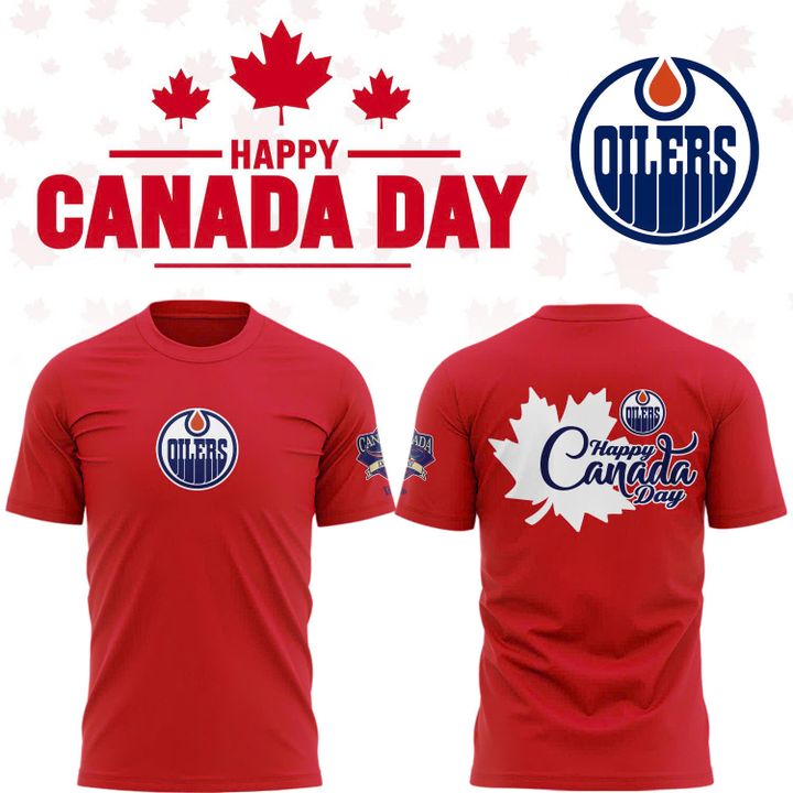 Edmonton Oilers Happy Canada Day T-Shirt Edmonton Oilers Happy Canada Day T-Shirt
