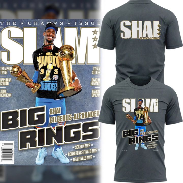Oklahoma City Thunder SLAM Gilgeous-Alexander Gray Tee Oklahoma City Thunder SLAM Gilgeous-Alexander Gray Tee