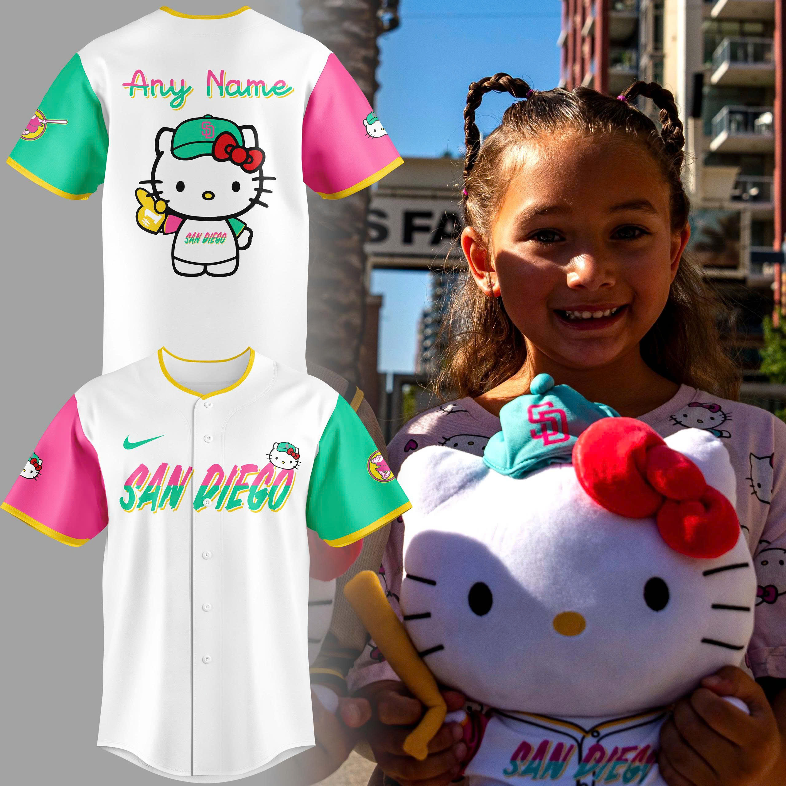 San Diego Padres Hello Kitty Custom Name Jersey San Diego Padres Hello Kitty Custom Name Jersey