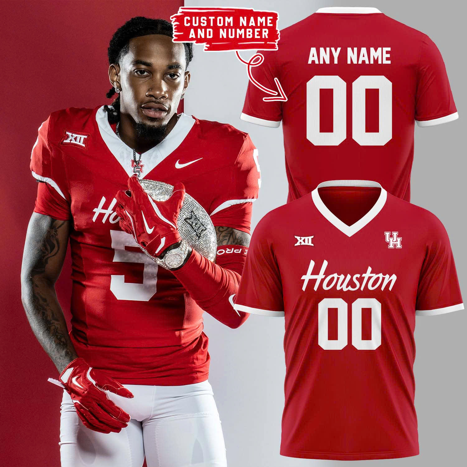 Houston Cougars Football Logo Custom T-Shirt - Limited Edition Houston Cougars Football Logo Custom T-Shirt - Limited Edition