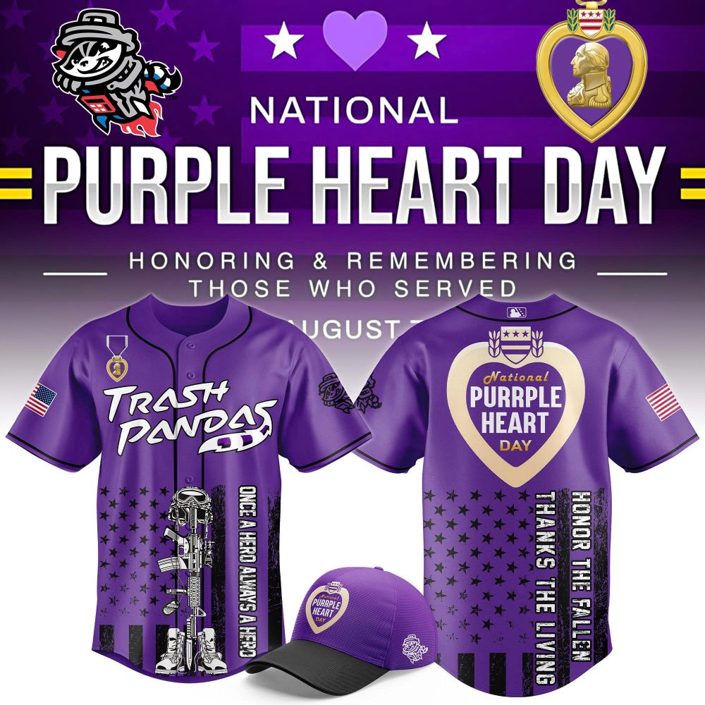 Rocket City Trash Pandas x Purple Heart Day Baseball Jersey