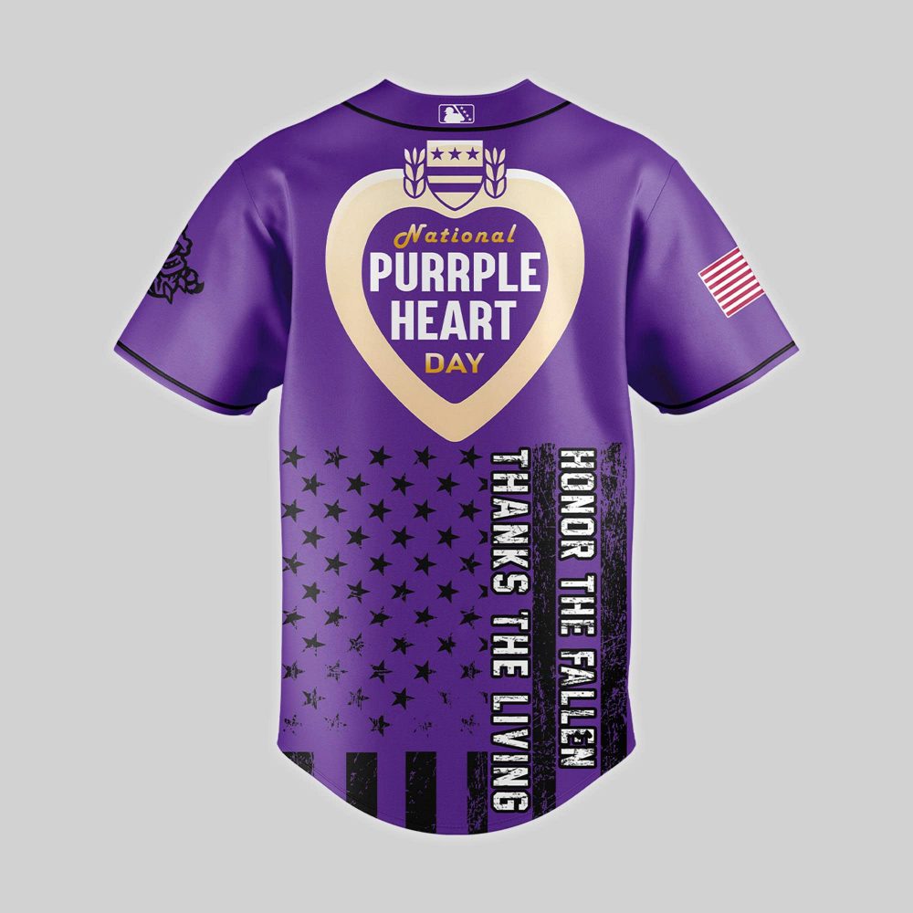 Rocket City Trash Pandas x Purple Heart Day Baseball Jersey - Image 3