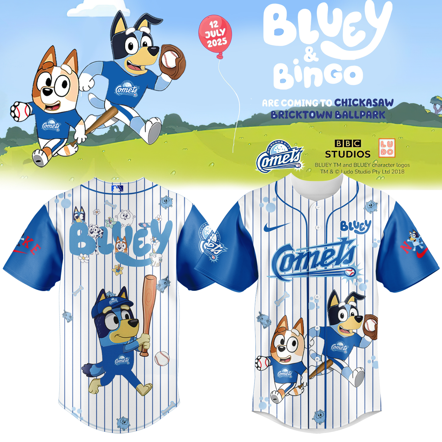 Oklahoma City Comets Bluey and Bingo 2025 White Jersey Oklahoma City Comets Bluey and Bingo 2025 White Jersey