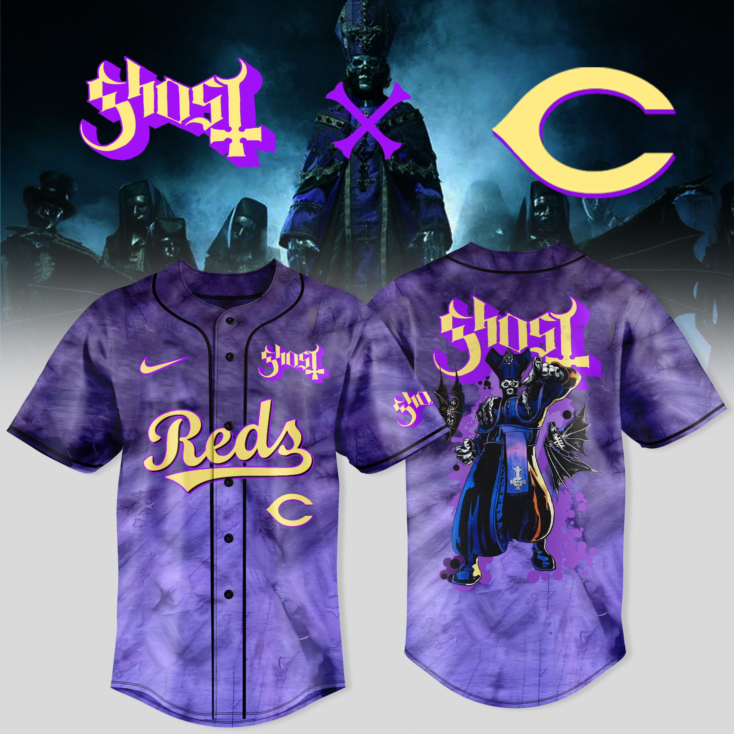 Cincinnati Reds x Ghost Band World Tour 2025 Jersey Cincinnati Reds x Ghost Band World Tour 2025 Jersey