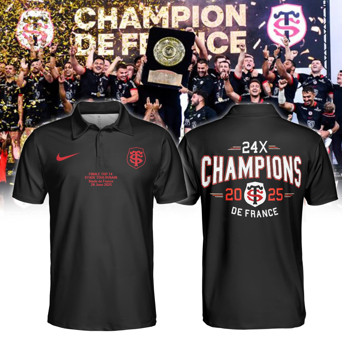 Stade Toulousain Champions De France 2025 Back-to-Back Special Polo Stade Toulousain Champions De France 2025 Back-to-Back Special Polo