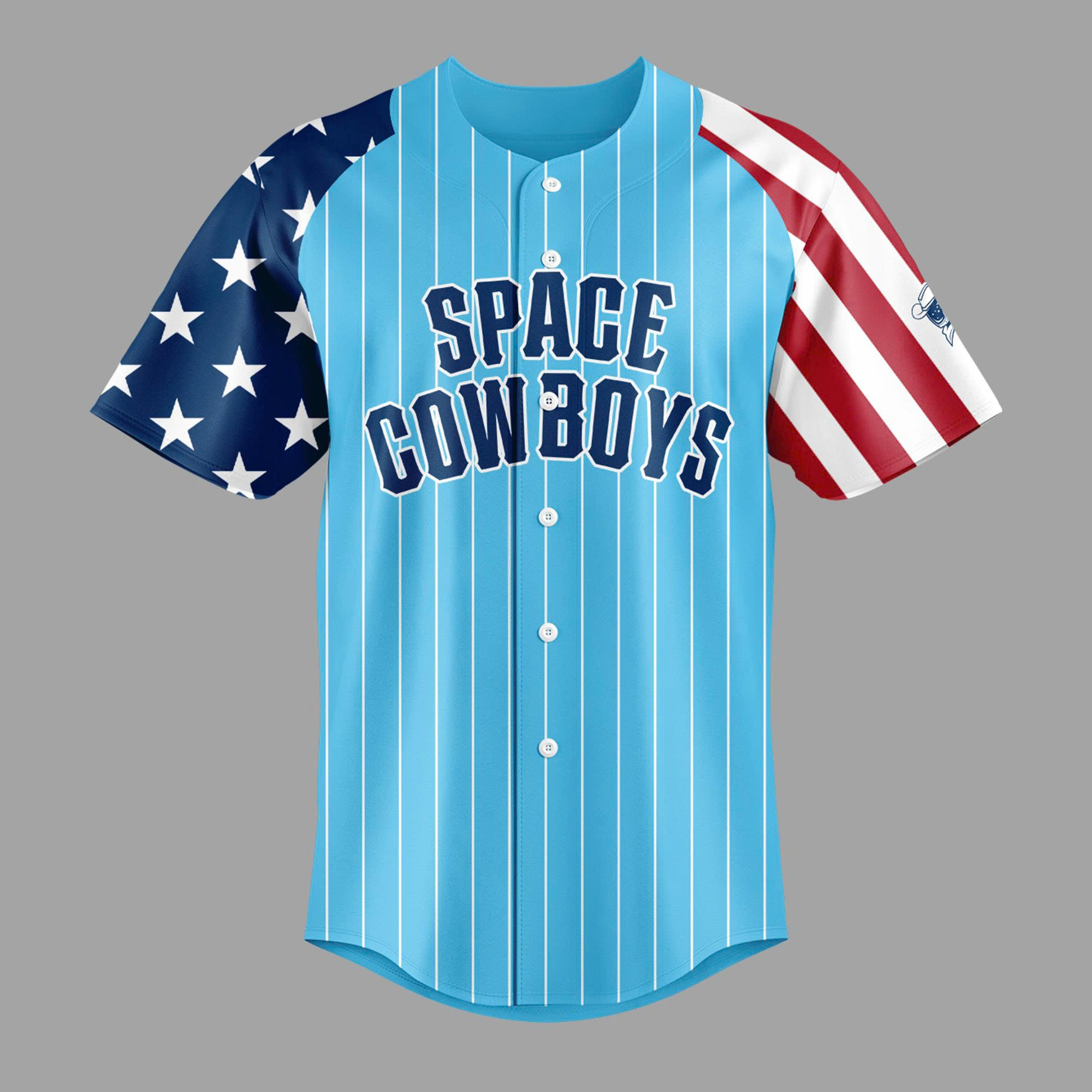 Sugar Land Space Cowboys 4th of July Patriotic Custom Baseball Jersey Sugar Land Space Cowboys 4th of July Patriotic Custom Baseball Jersey