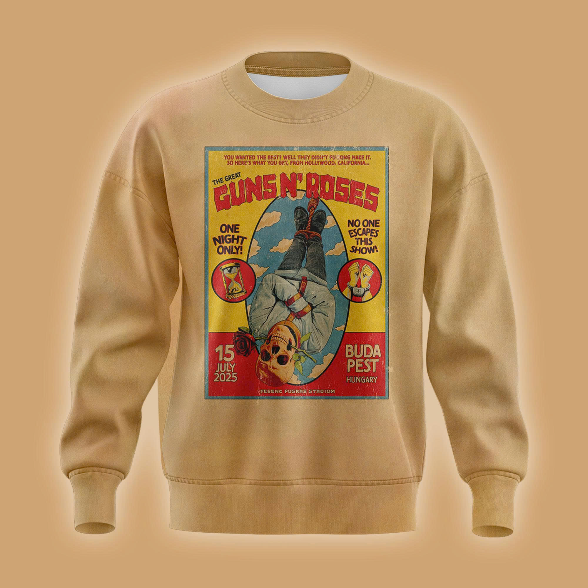 Guns N’ Roses 2025 Fan Sweatshirt – Budapest Edition Guns N’ Roses 2025 Fan Sweatshirt – Budapest Edition