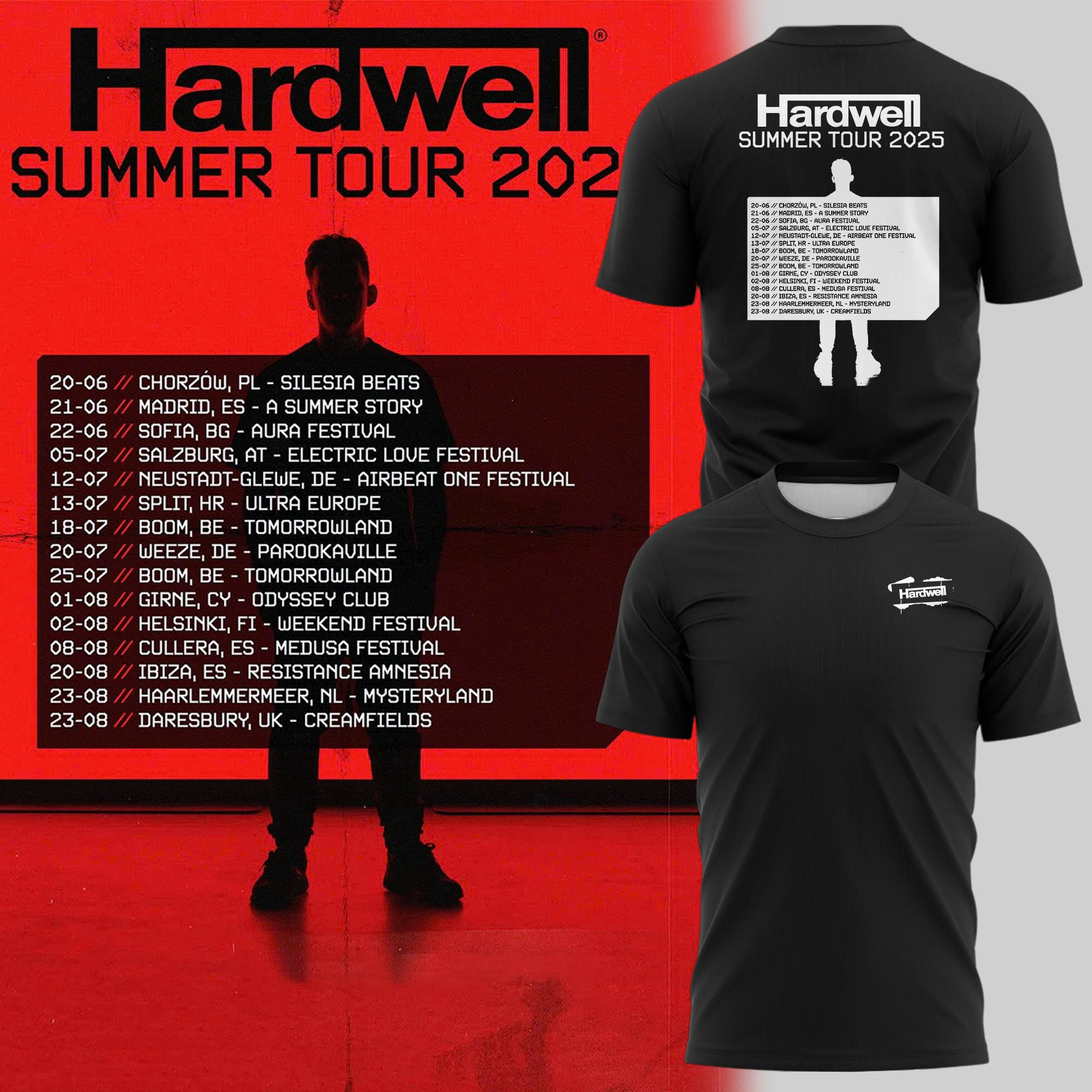 Hardwell Summer Tour 2025 Special Shirt Hardwell Summer Tour 2025 Special Shirt