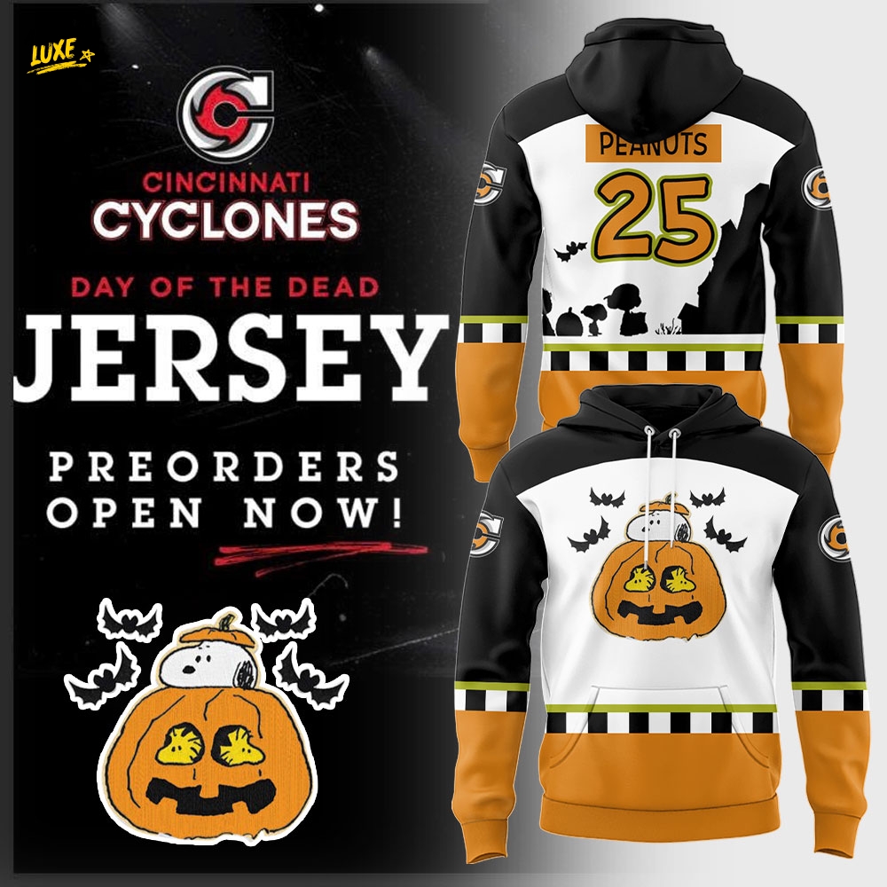 Cincinnati Cyclones x Peanuts Halloween Night 2025 Hockey Jersey Cincinnati Cyclones x Peanuts Halloween Night 2025 Hockey Jersey