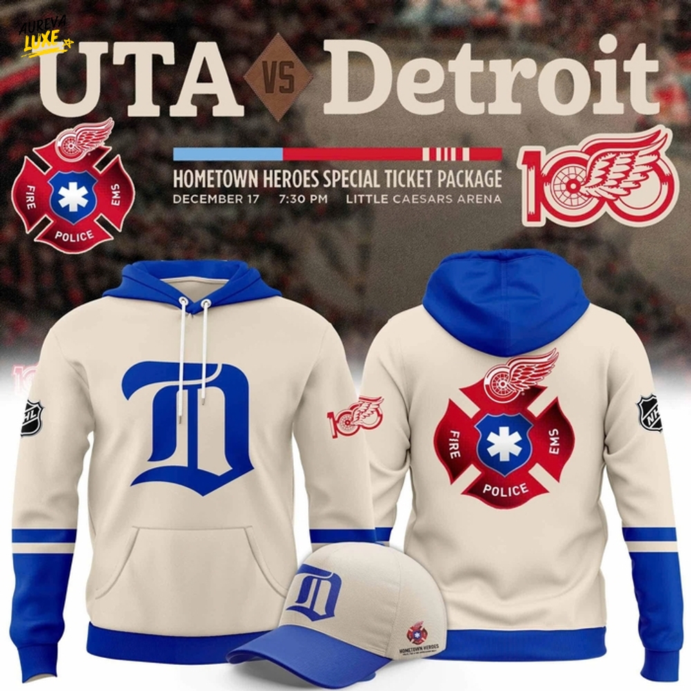 Detroit Red Wings 2025 Hometown Heroes Night Blue Hoodie Detroit Red Wings 2025 Hometown Heroes Night Blue Hoodie