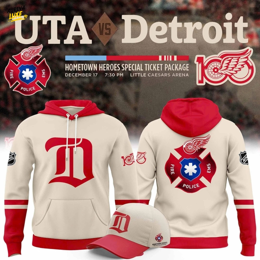 Detroit Red Wings 2025 Hometown Heroes Night Red Hoodie Detroit Red Wings 2025 Hometown Heroes Night Red Hoodie