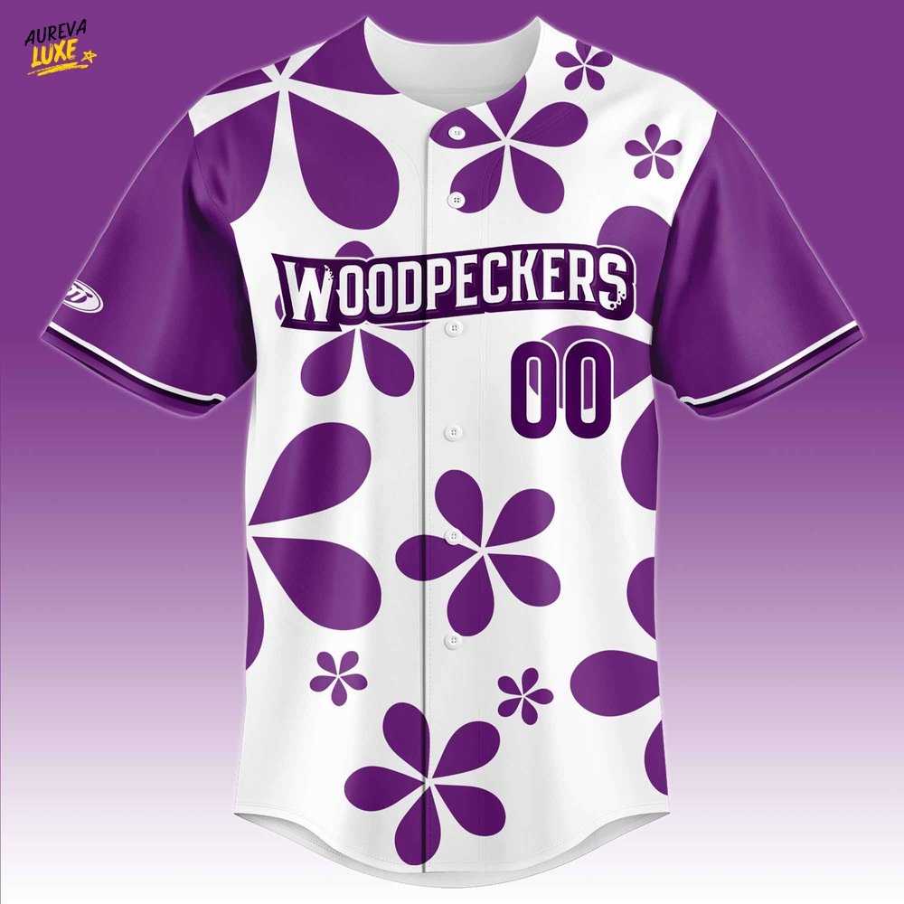 Fayetteville Woodpecker "Purple" Paint the Park Custom Baseball Jersey Fayetteville Woodpecker "Purple" Paint the Park Custom Baseball Jersey