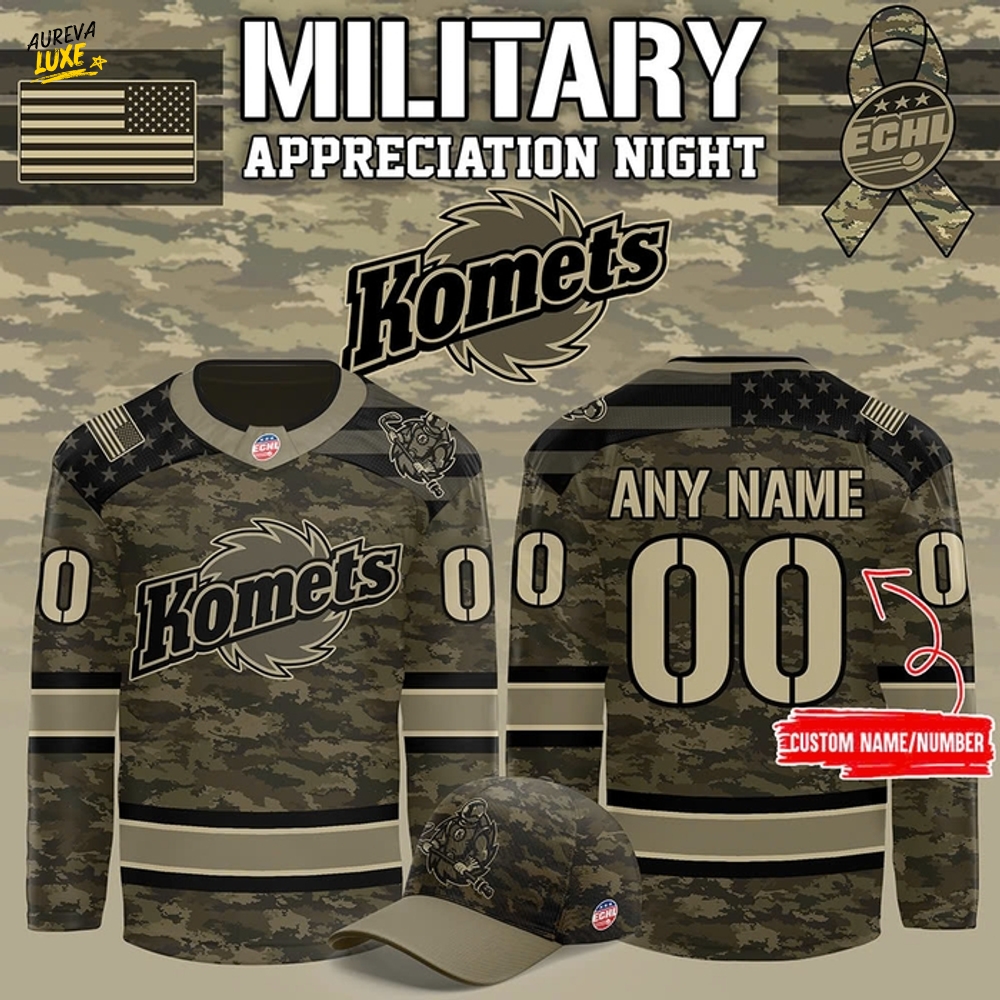 Fort Wayne Komets x Military Night Appreciation Custom Hockey Jersey Fort Wayne Komets x Military Night Appreciation Custom Hockey Jersey