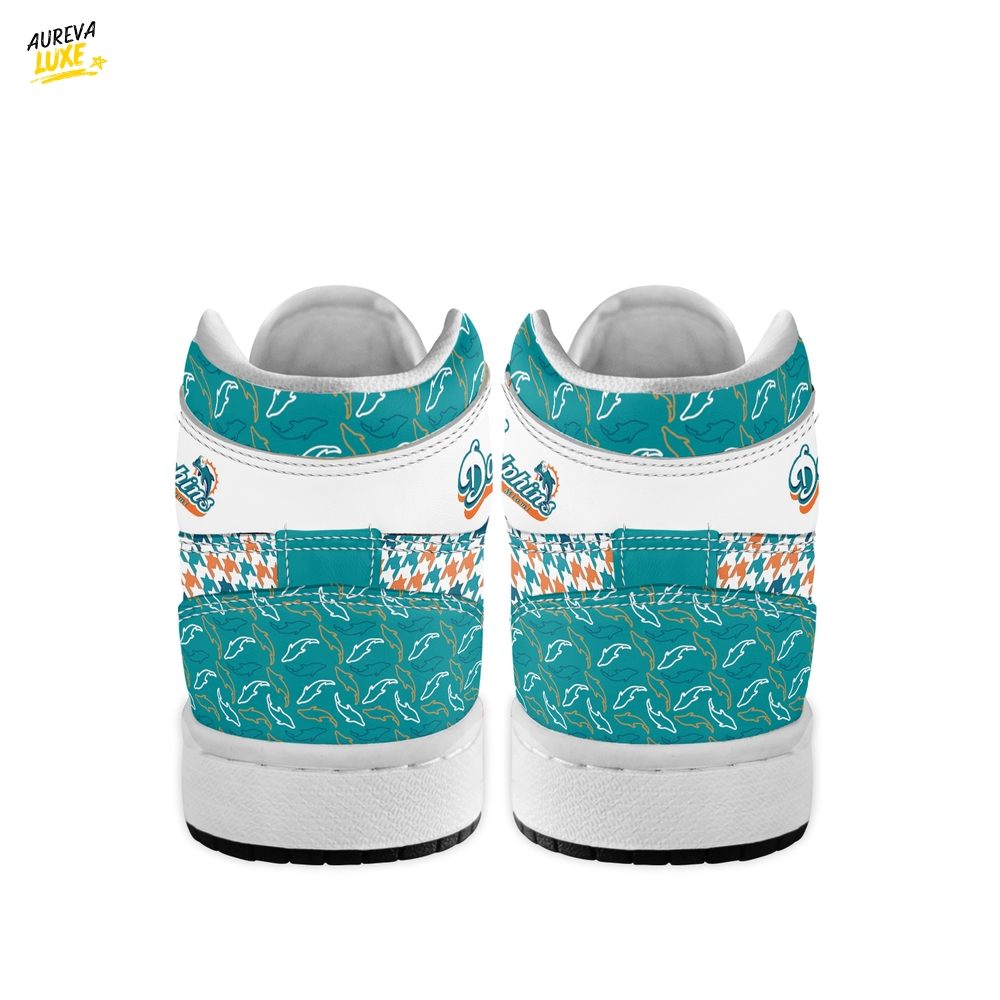 Gleammerch Miami Dolphins AJ1 High Sneakers Shoes For Men And Women Gleammerch Miami Dolphins AJ1 High Sneakers Shoes For Men And Women