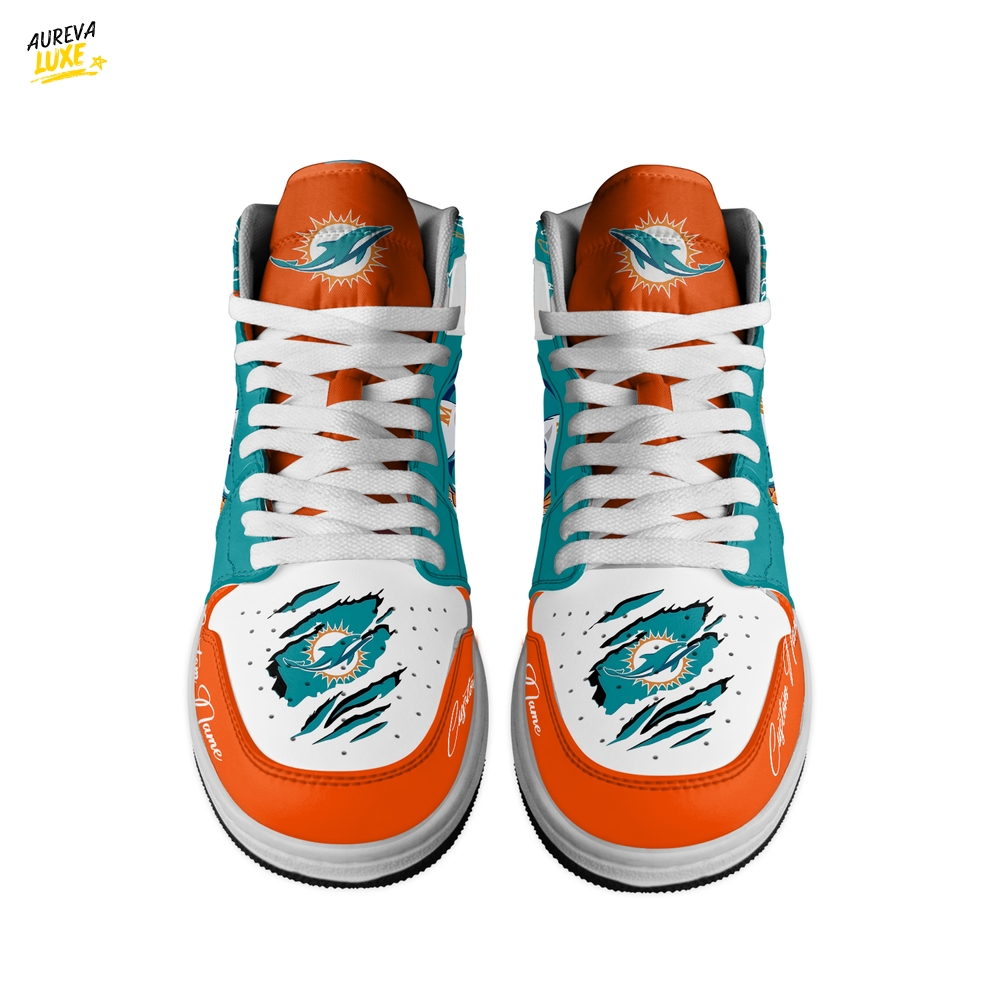 Gleammerch Miami Dolphins AJ1 High Sneakers Shoes For Men And Women Gleammerch Miami Dolphins AJ1 High Sneakers Shoes For Men And Women