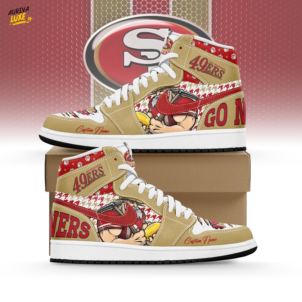 Gleammerch San Francisco 49ers AJ1 High Sneakers Shoes For Men And Women Gleammerch San Francisco 49ers AJ1 High Sneakers Shoes For Men And Women