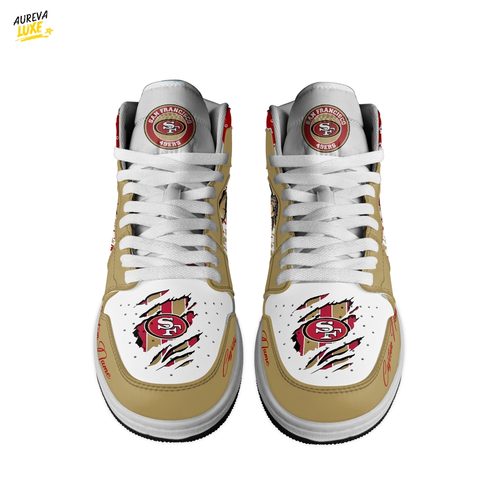 Gleammerch San Francisco 49ers AJ1 High Sneakers Shoes For Men And Women Gleammerch San Francisco 49ers AJ1 High Sneakers Shoes For Men And Women