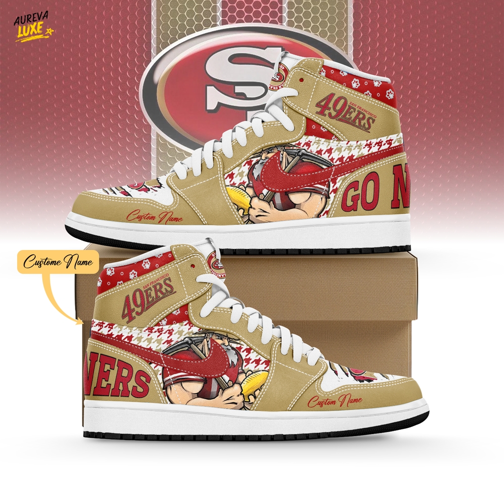 Gleammerch San Francisco 49ers AJ1 High Sneakers Shoes For Men And Women Gleammerch San Francisco 49ers AJ1 High Sneakers Shoes For Men And Women