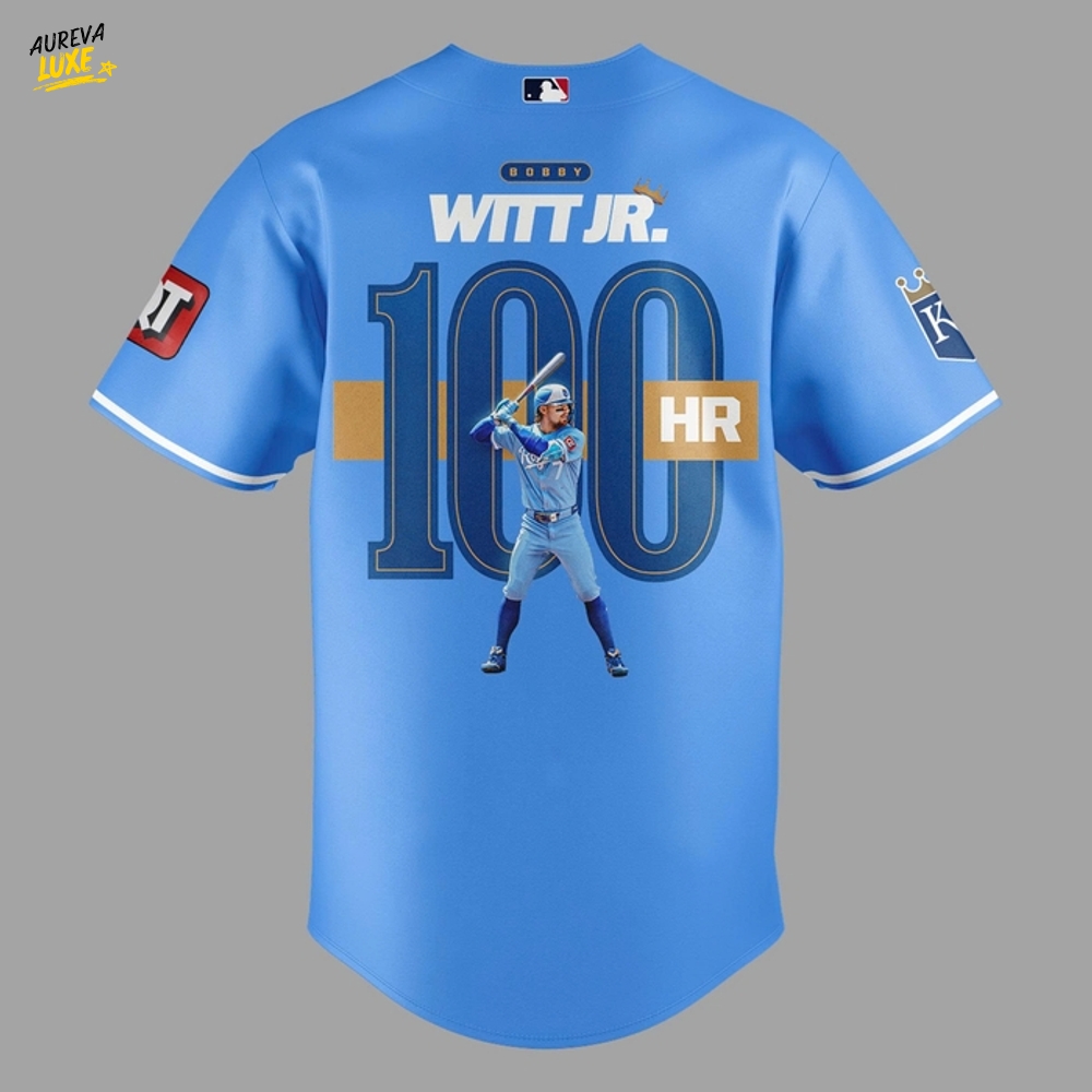 Kansas City Royals Bobby Witt Jr. reach 100 homers Jersey Kansas City Royals Bobby Witt Jr. reach 100 homers Jersey