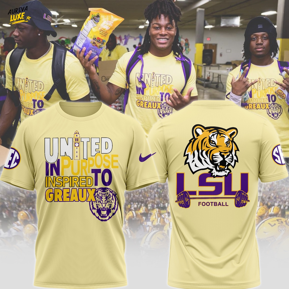 LSU Tigers "United in Purpose Inspired to Greaux" Special Tee - Yellow LSU Tigers "United in Purpose Inspired to Greaux" Special Tee - Yellow