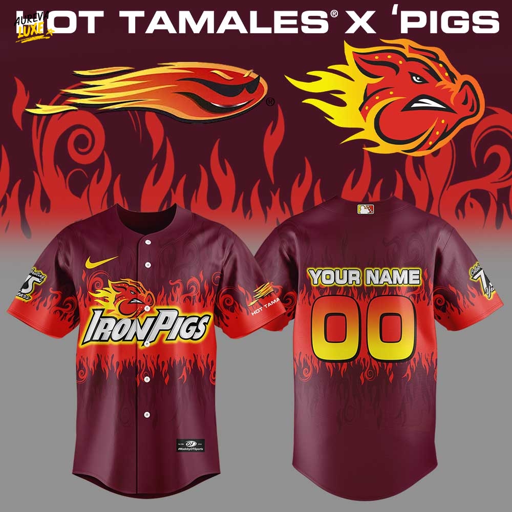 Lehigh Valley IronPigs x Hot Tamales Custom Name Baseball Jersey Lehigh Valley IronPigs x Hot Tamales Custom Name Baseball Jersey