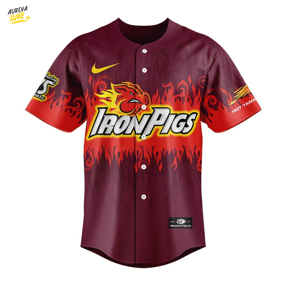Lehigh Valley IronPigs x Hot Tamales Custom Name Baseball Jersey Lehigh Valley IronPigs x Hot Tamales Custom Name Baseball Jersey