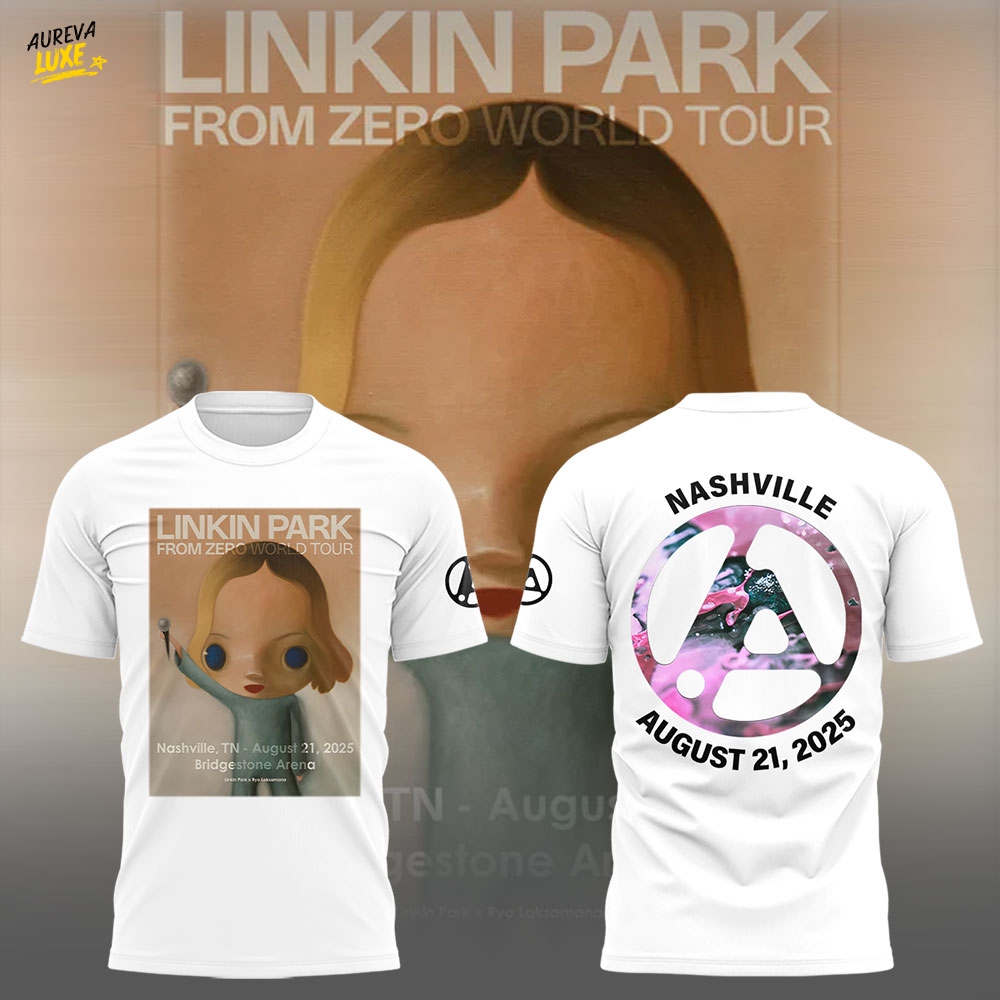 Linkin Park x Nashville From Zero World Tour 2025 White Shirt Linkin Park x Nashville From Zero World Tour 2025 White Shirt